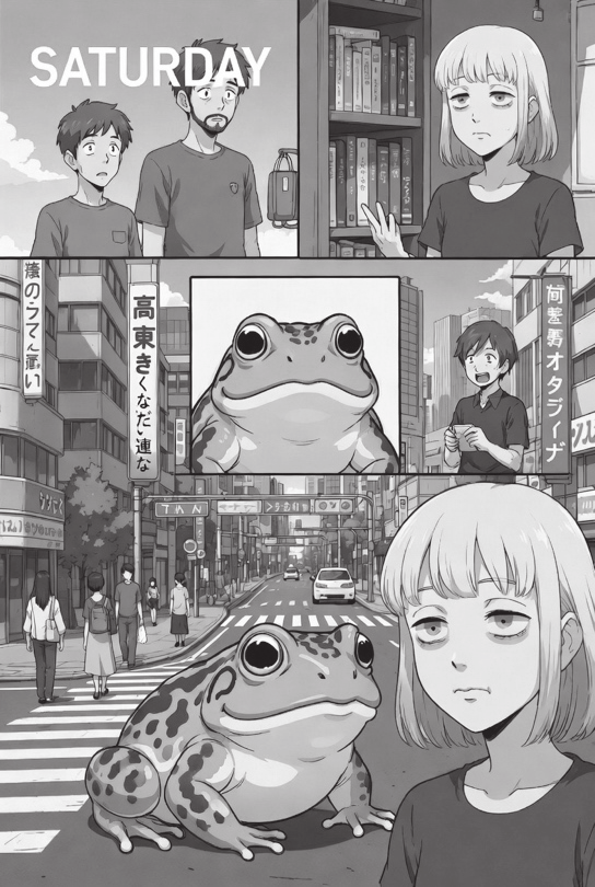 Samstag in Tokyo: Menschen und Frosch / Saturday in Tokyo: people and frog